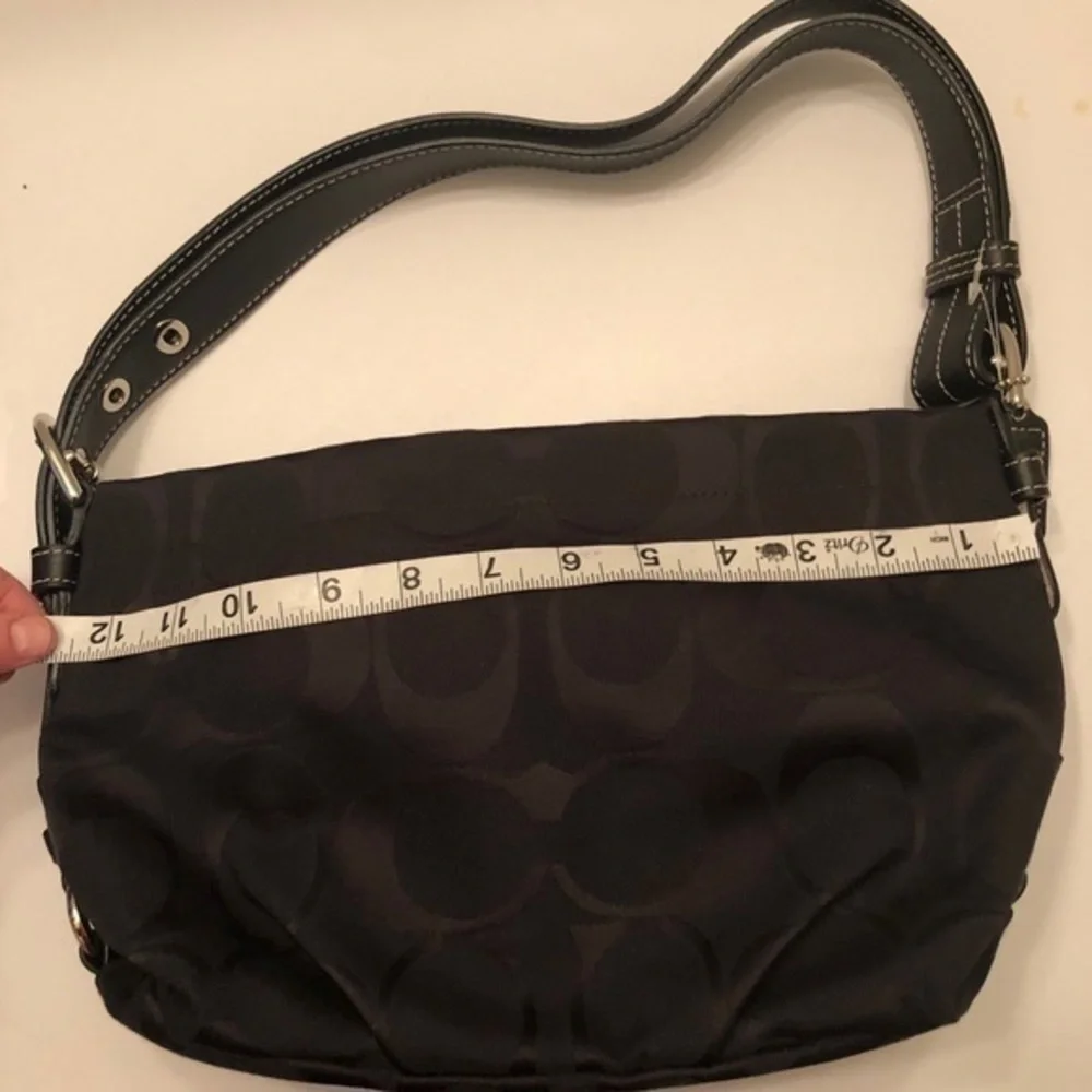 Coach vintage y2k f15068 signature jacquard black leather hobo bag